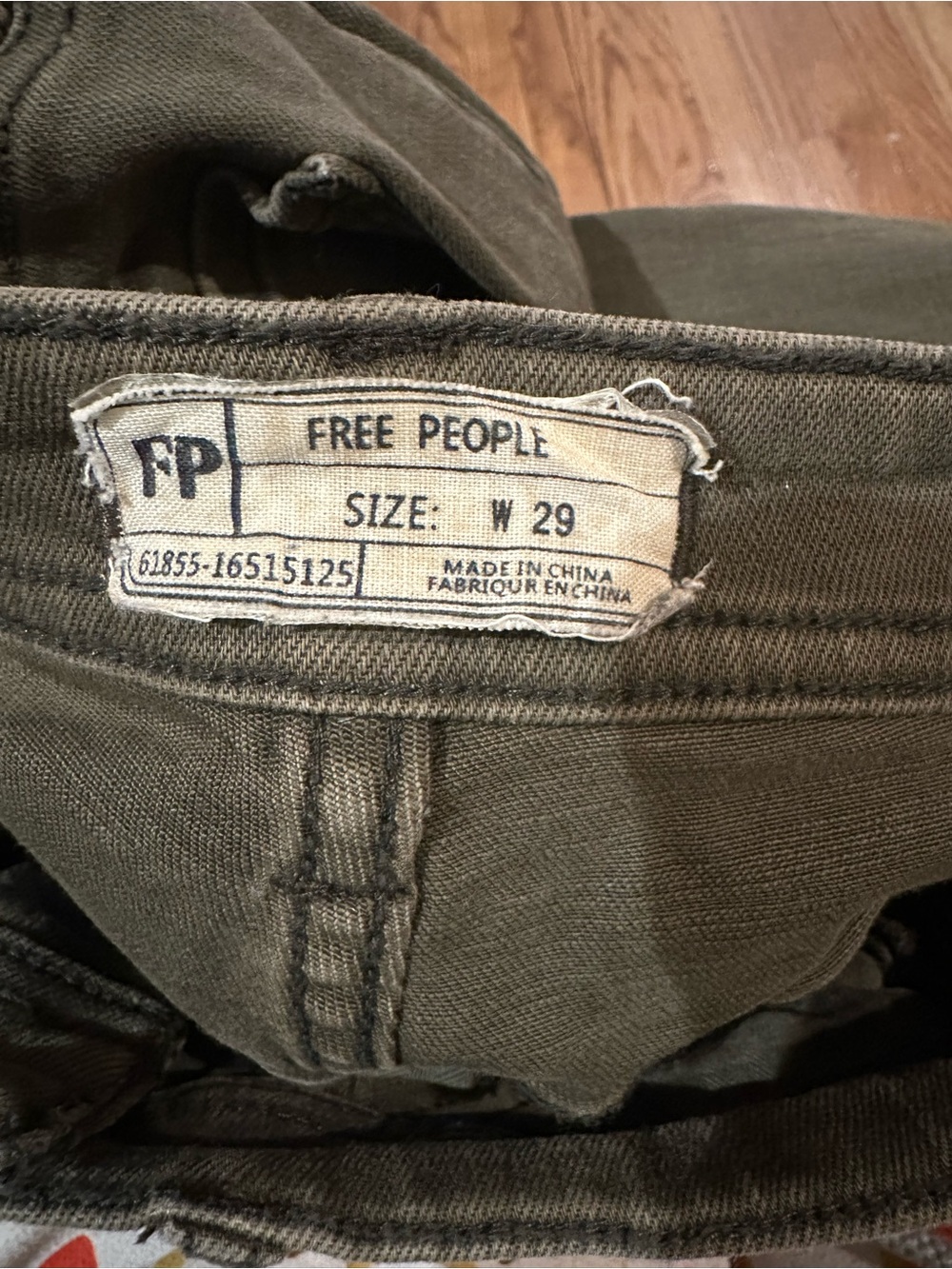 Free People Olive Ribbed Moto Straight-Leg Jeans. EUC - Picture 5 of 5